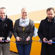 zleva: výrobní a provozní ředitel společnosti ČEZ Teplárenská René Cuber, starostka Orlové Lenka Brzyszkowská a ředitel společnosti SMO Libor Tannhäuser